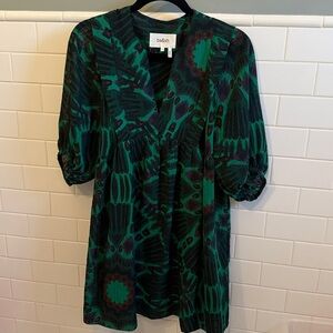 BA&SH Paris Cleo Lady Dress Graphic Print in Green Mini Dress sz S